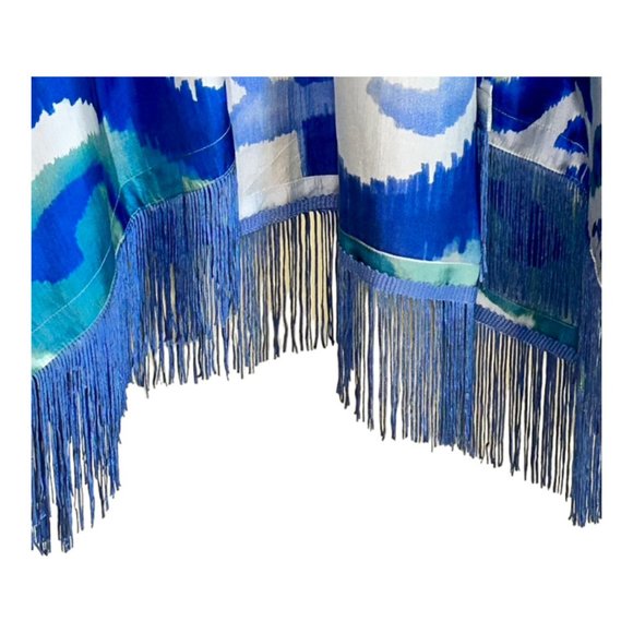 NWT 100% Silk Chico's Whimsical Scroll Ruana OS - Picture 3 of 7